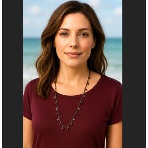 J. Jill Silver Tone Chain Cord Faceted Purple Cluster Beaded Necklace Adjustable